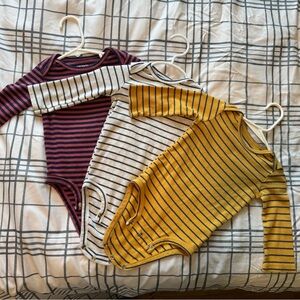 Striped Long Sleeve Baby Bodysuits